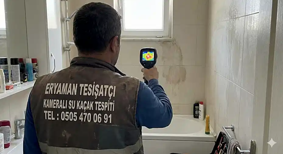 Eryaman tesisatçı ustası termal kamera ile kırmadan su kaçağı tespiti yapıyor